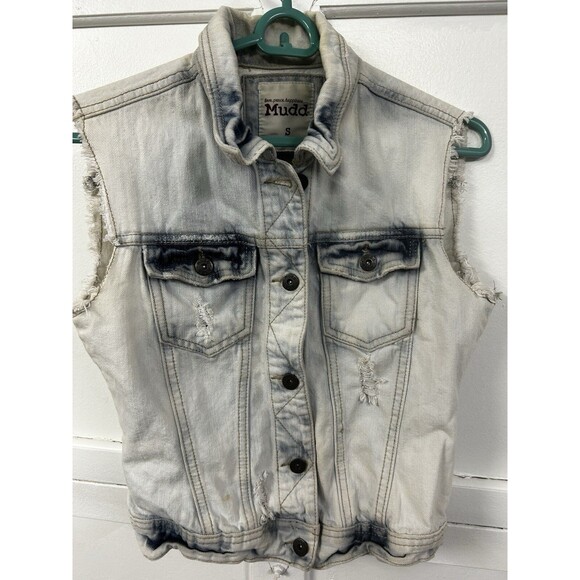 Y2K Distressed Mudd Denim Vest - Sleeveless, Women's Small - Grunge - Picture 1 of 8